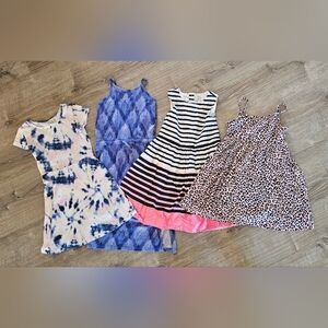Stylish Kids Dress Set - Blue, Black, Pink, and Tan
